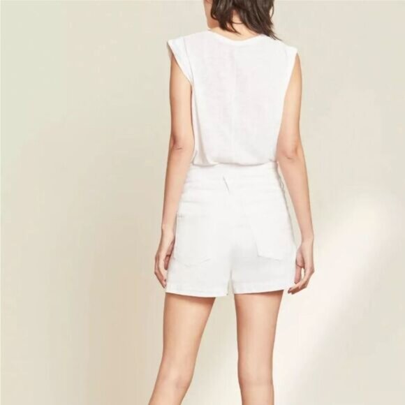 VERONICA BEARD Shorts JAYLEN White Denim Jean Women Pleated High Rise - Picture 2 of 9
